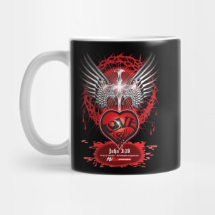 Cross Tribal Winged Heart Mug